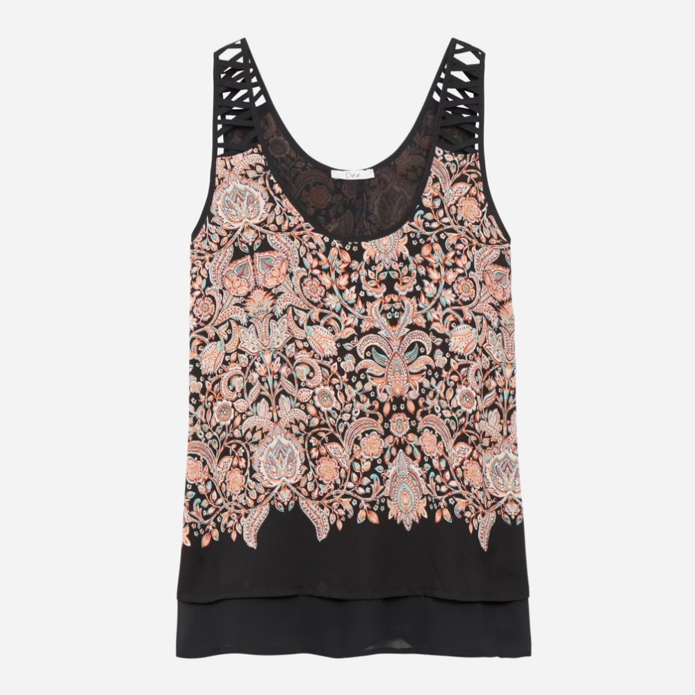 Dex cut out shoulder tank blouse